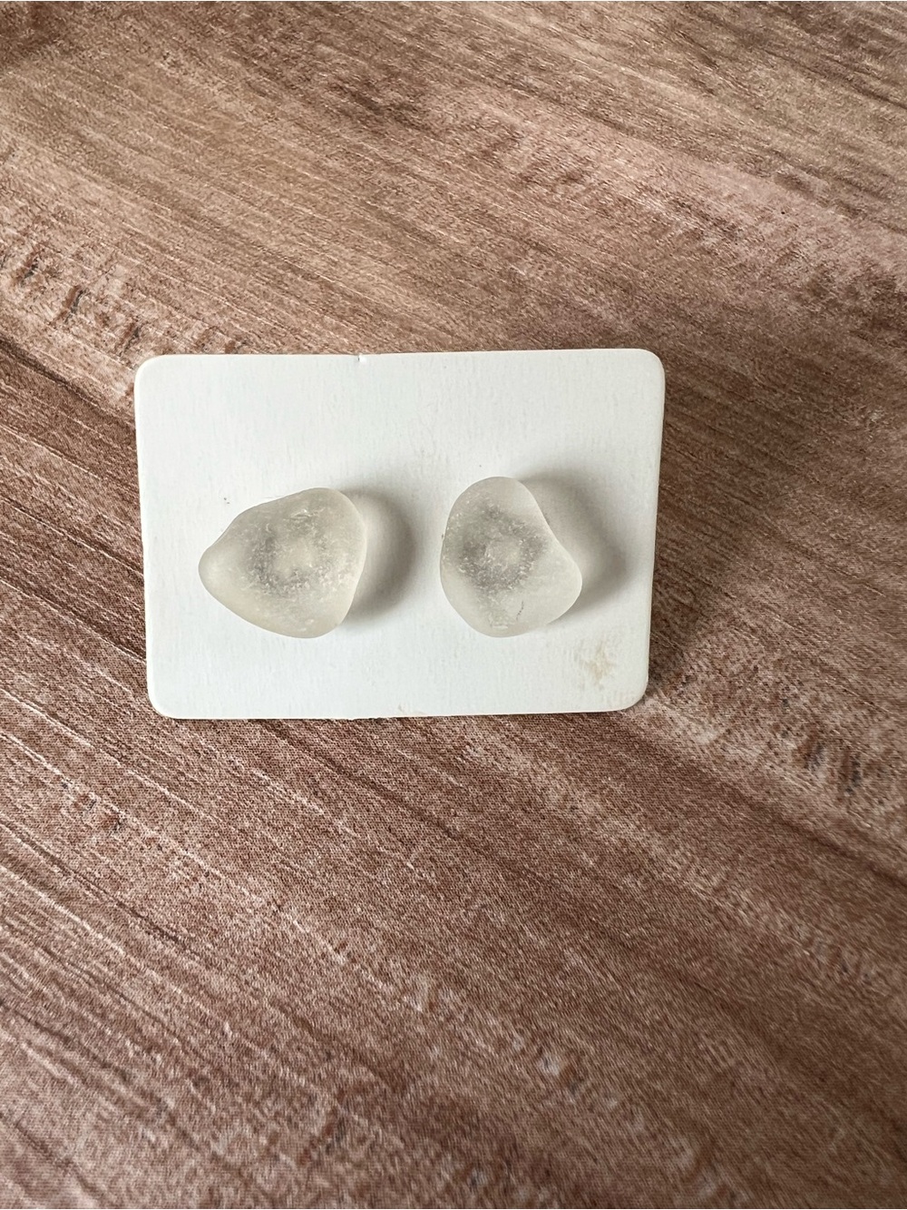 Minimalist White Sea Glass Stud Earrings